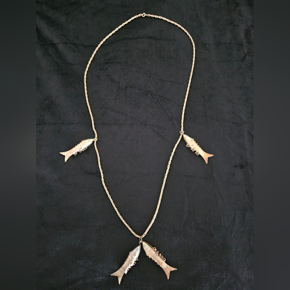 Vintage Articulated Fish Necklace